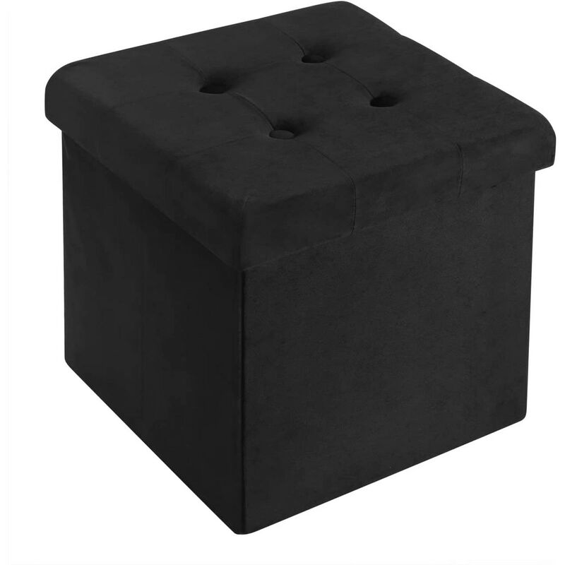 foto del prodotto pouf contenitore poggiapiedi sedia a cubo cassapanca sgabello pieghevole nero woltu
