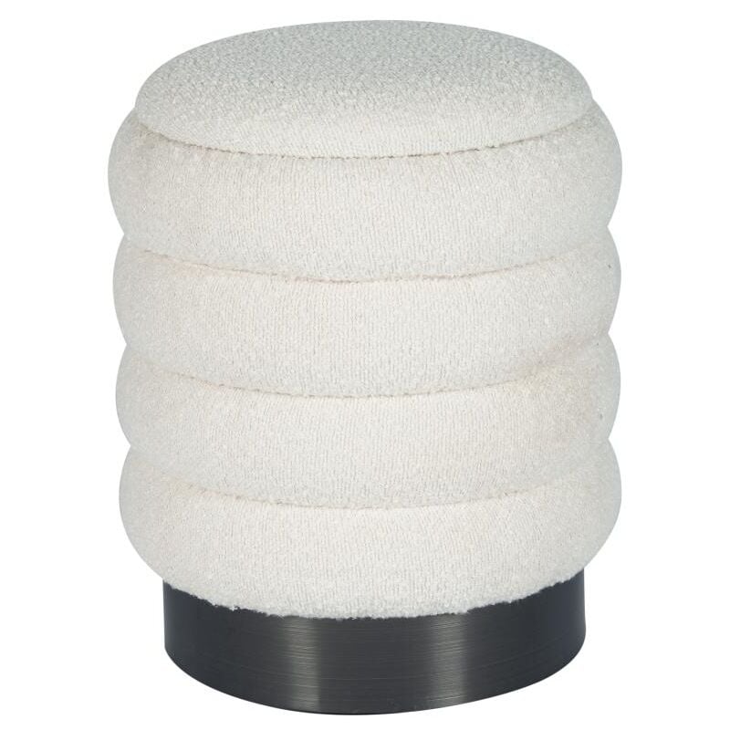 foto del prodotto pouf contenitore portaoggetti in tessuto bouclette bianco esdalo