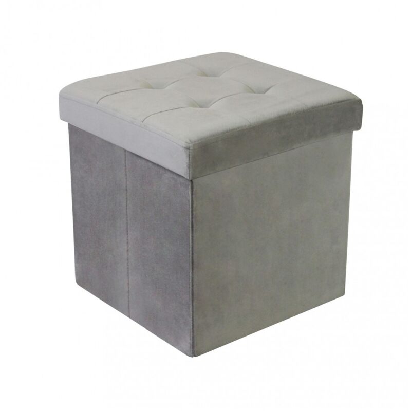 foto del prodotto pouf contenitore portaoggetti in velluto quadrato portaoggetti 38x38 cm