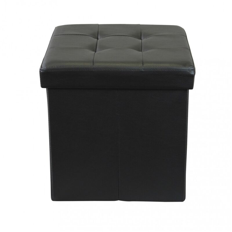foto del prodotto pouf contenitore portaoggetti quadrato nero 38x38 cm