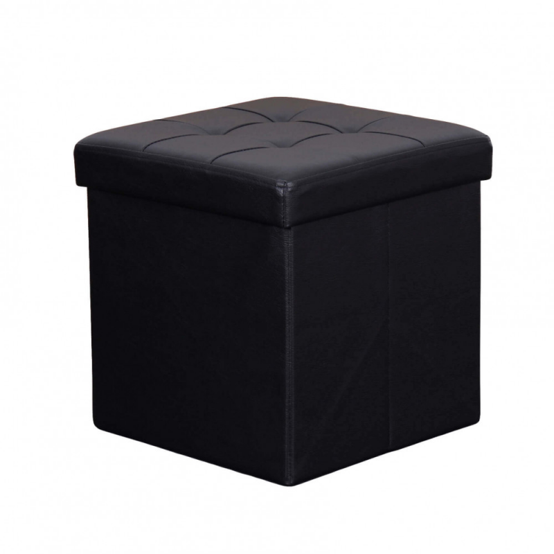 foto del prodotto pouf contenitore quadrato in ecopelle nero
