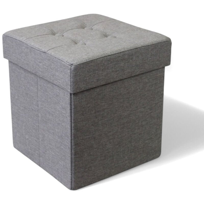 foto del prodotto pouf contenitore quadrato in stoffa grigio 38x38xh40 cm