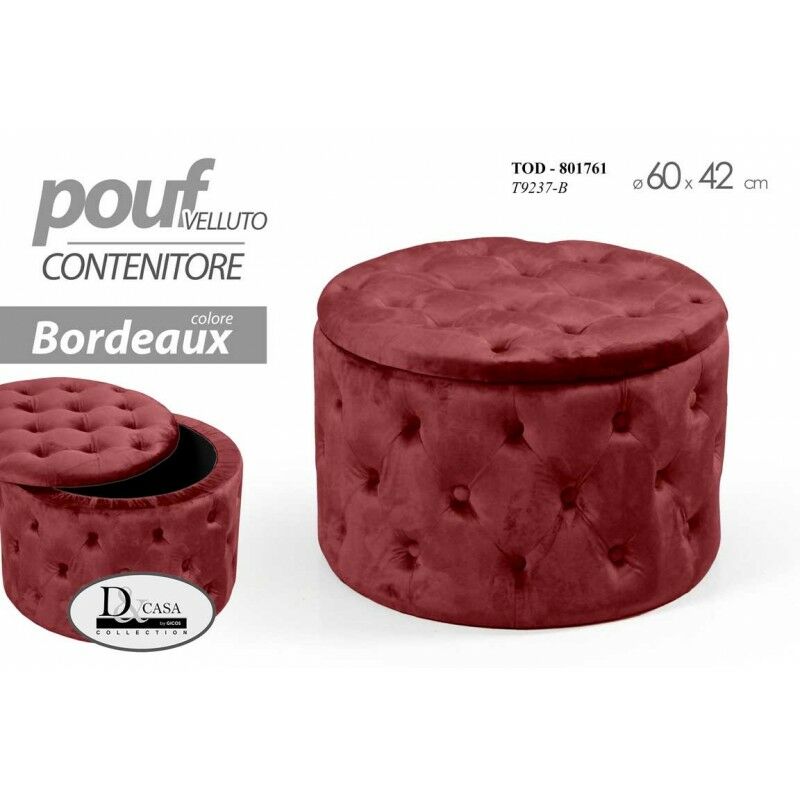 foto del prodotto pouf contenitore retro bordeaux apribile cm 60