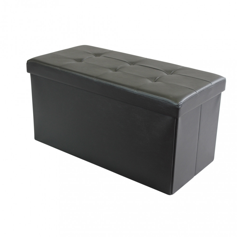 foto del prodotto pouf contenitore rettangolare in ecopelle nero