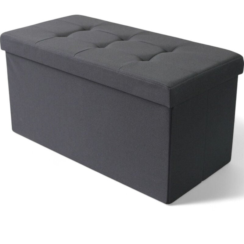 foto del prodotto pouf contenitore rettangolare in stoffa nero 76x38xh38 cm