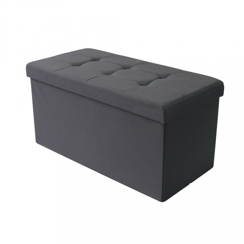 foto del prodotto pouf contenitore rettangolare in stoffa nero