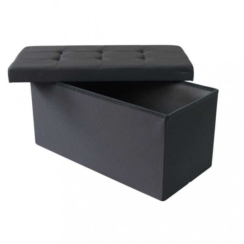 foto del prodotto pouf contenitore rettangolare in stoffa nero76x38 cm