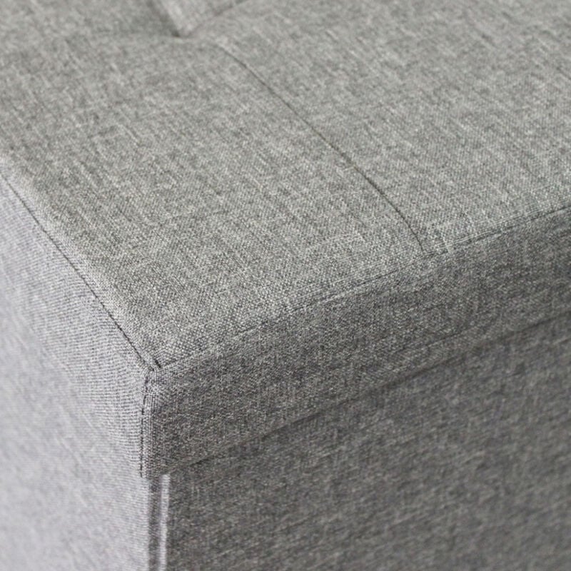 foto del prodotto pouf contenitore rettangolare in tessuto grigio con ampio spazio di stoccaggio ideale per salotto 76x38xh38 cm