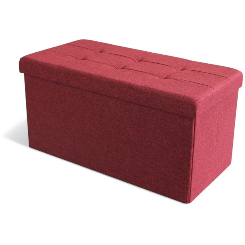 foto del prodotto pouf contenitore rettangolare in tessuto rosso 76x38xh38 cm