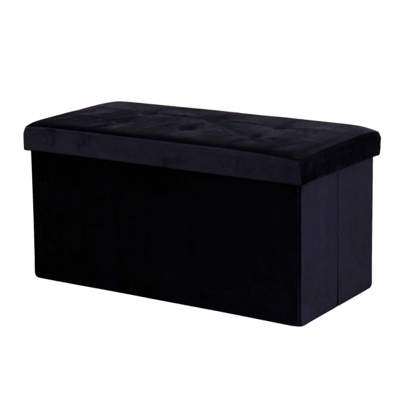 foto del prodotto pouf contenitore rettangolare in velluto nero