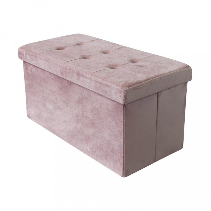 foto del prodotto pouf contenitore rettangolare in velluto rosa