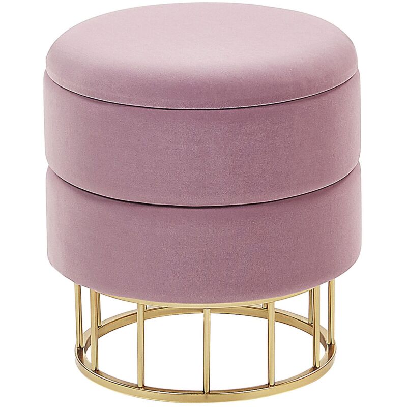 foto del prodotto pouf contenitore rosa imbottitura in poliestere base in metallo oro elgin