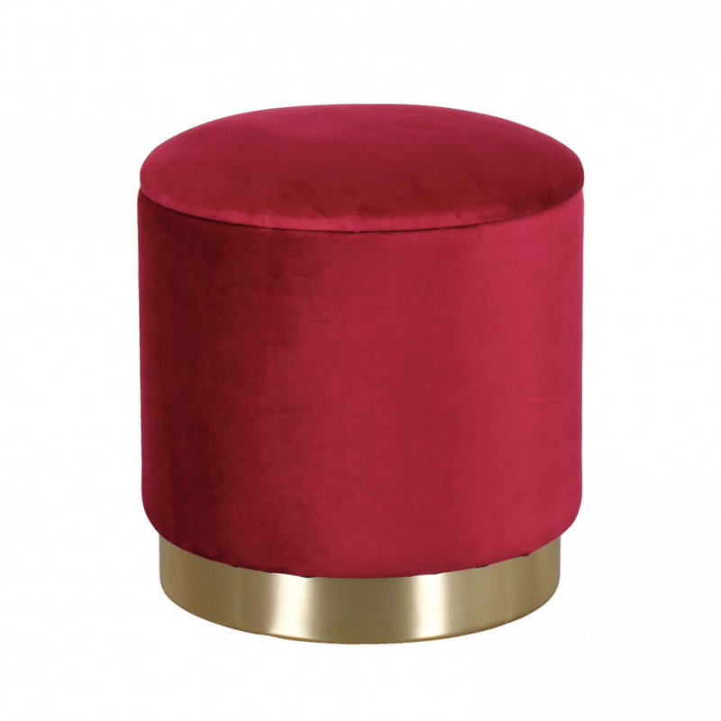 foto del prodotto pouf contenitore rotondo in velluto bordeaux
