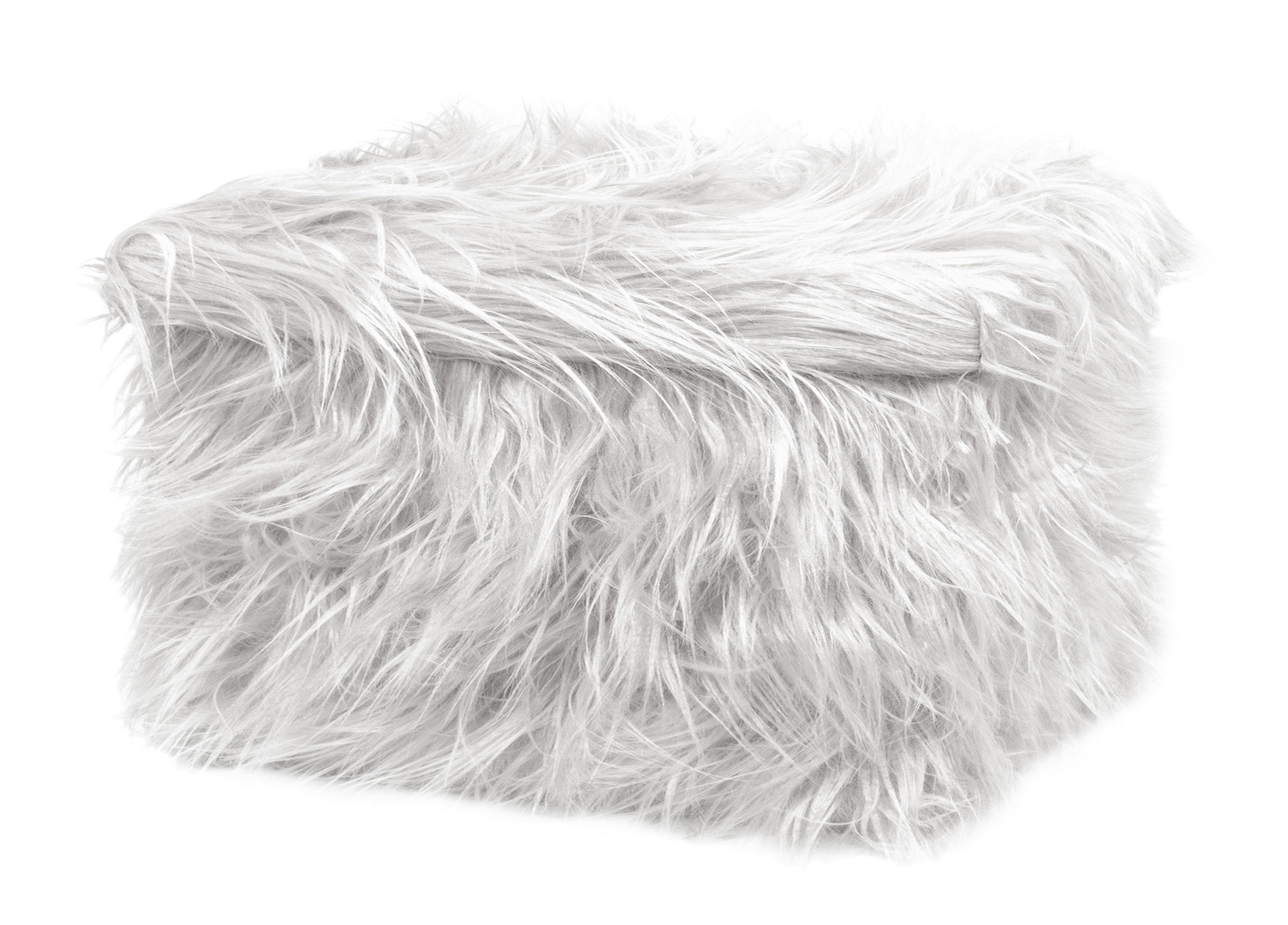 foto del prodotto pouf contenitore salotto camera quadrato con pelo modello double yeti in tinta unita pouf bianco