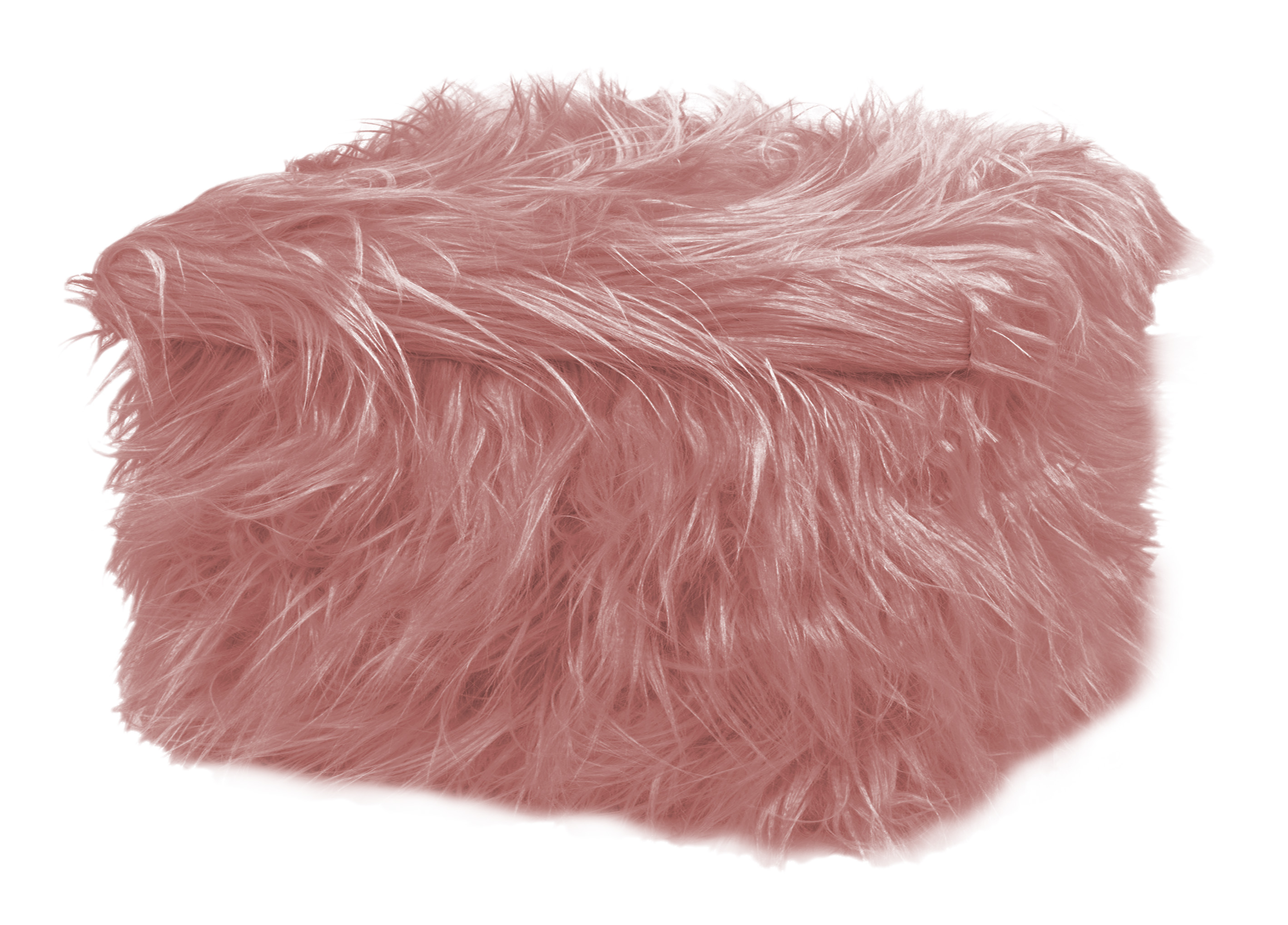 foto del prodotto pouf contenitore salotto camera quadrato con pelo modello double yeti in tinta unita pouf rosa