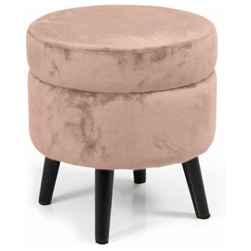 foto del prodotto pouf contenitore sgabello cassapanca poggiapiedi in tessuto velluto rosa 37x40