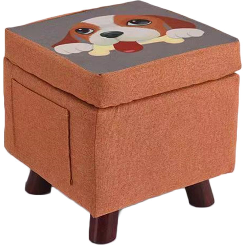 foto del prodotto pouf contenitore sgabello multiuso in tessuto arancione