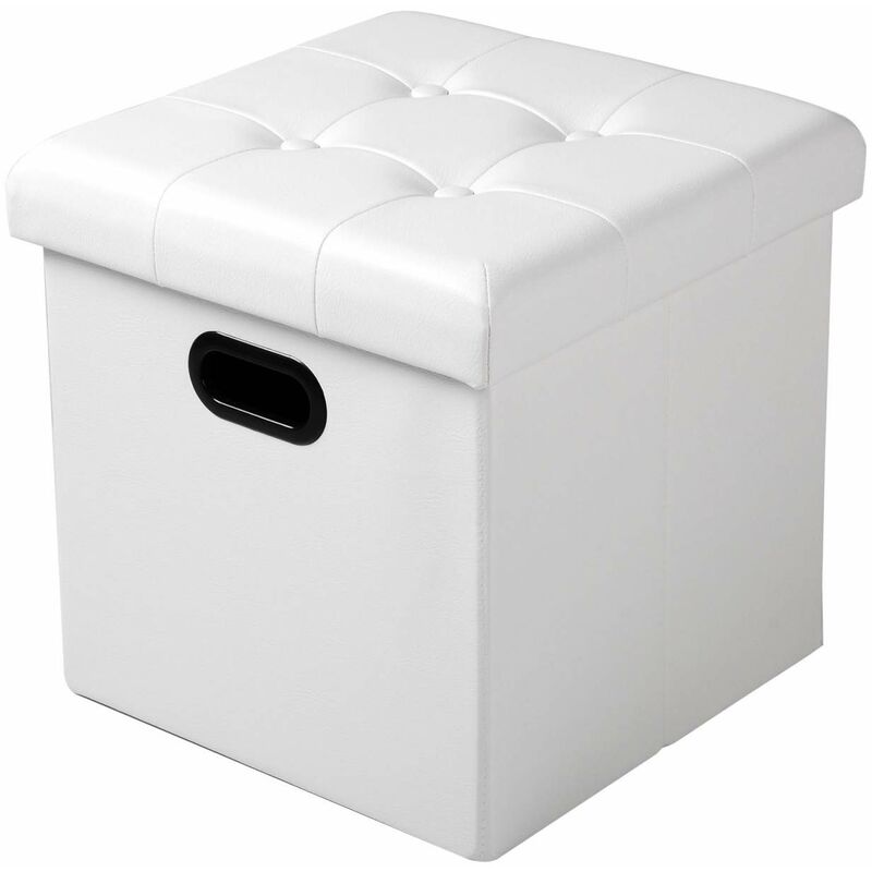 foto del prodotto pouf contenitore sgabello pieghevole cassapanca con coperchio rimovibile bianco woltu