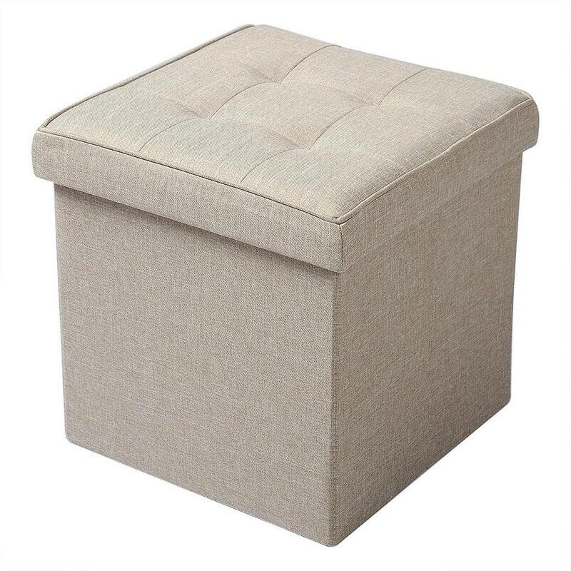 foto del prodotto pouf contenitore sgabello pieghevole poggiapiedi sedia a cubo cassapanca beige - woltu