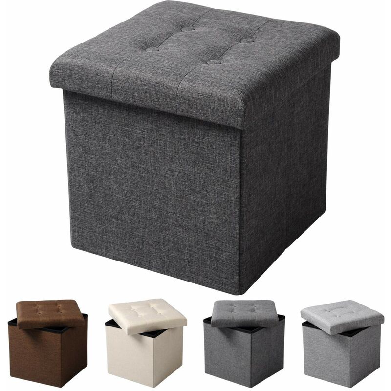 foto del prodotto pouf contenitore sgabello pieghevole poggiapiedi sedia a cubo cassapanca grigio scuro woltu