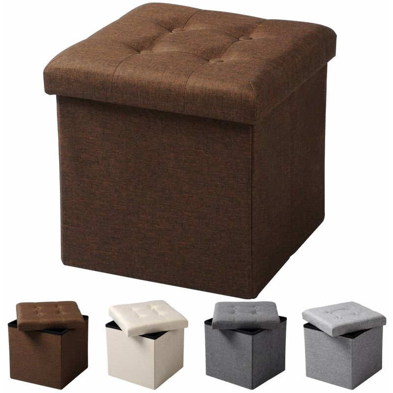 foto del prodotto pouf contenitore sgabello pieghevole poggiapiedi sedia a cubo cassapanca marrone woltu