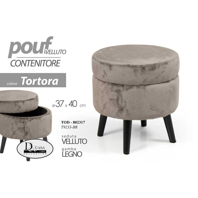 foto del prodotto pouf contenitore tortora apribile cm 37 x 40 h