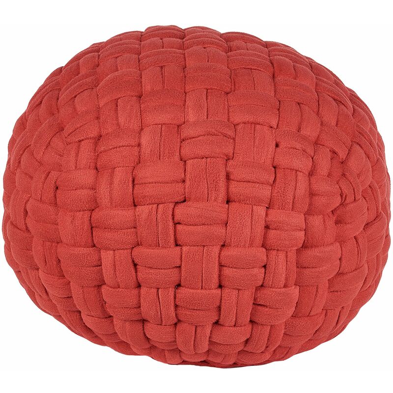 foto del prodotto pouf cotone rosso intrecciato a mano interno in eps 45 x 35 cm hopa