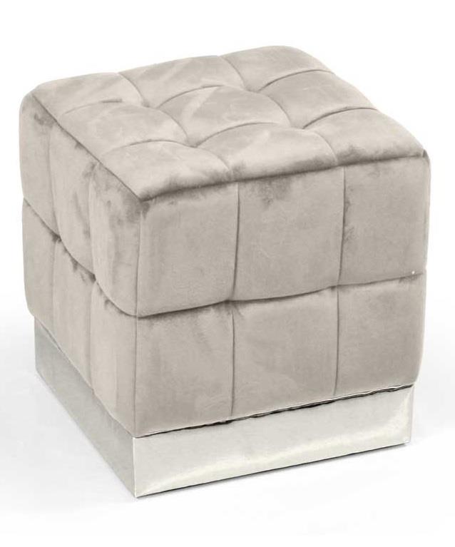 foto del prodotto pouf cubo in velluto con base metallo 39 x 39 x 40 cm colore beige