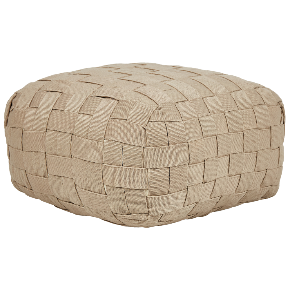 foto del prodotto pouf da giardino in materiale sintetico beige 50 x 50 cm pouf da esterno intrecciato a mano in stile boho