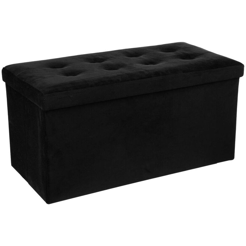 foto del prodotto pouf doppio pieghevole lysandre effetto velluto nero atmosphera cr ateur d int rieur