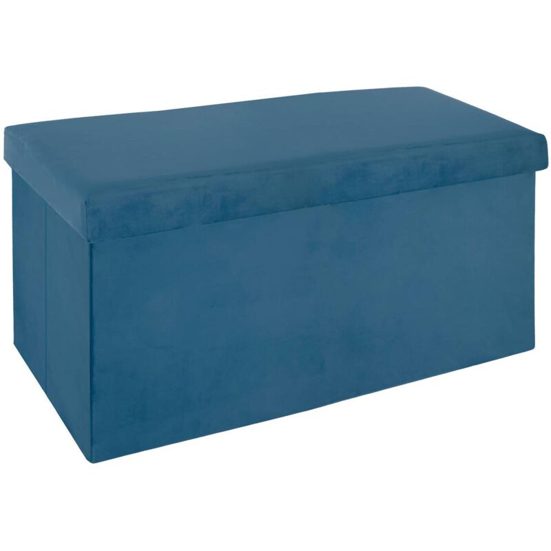 foto del prodotto pouf doppio pieghevole tess in velluto blu atmosphera cr ateur d int rieur