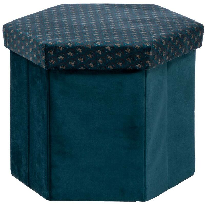 foto del prodotto pouf esagonale pieghevole in velluto jiling 40x38cm blu atmosphera cr ateur d int rieur