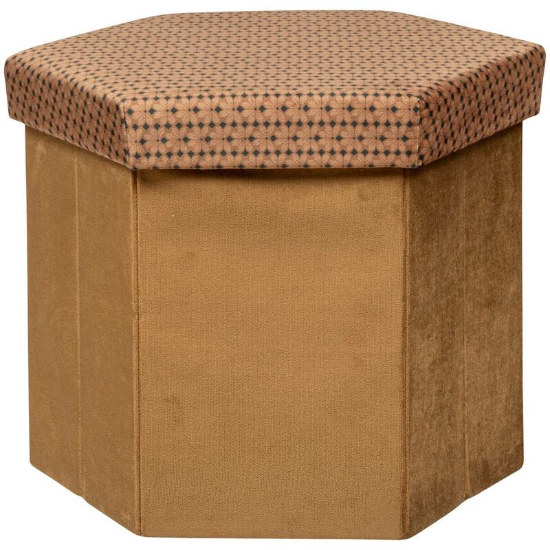 foto del prodotto pouf esagonale pieghevole in velluto jiling 40x38cm marrone caramello atmosphera cr ateur d int rieur