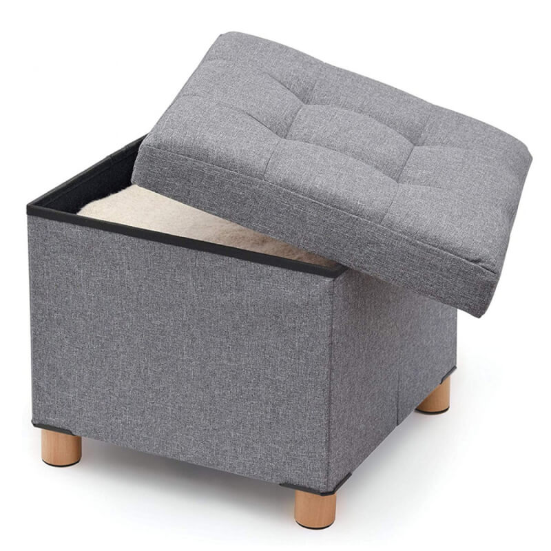 foto del prodotto pouf grigio con contenitore - domopak living