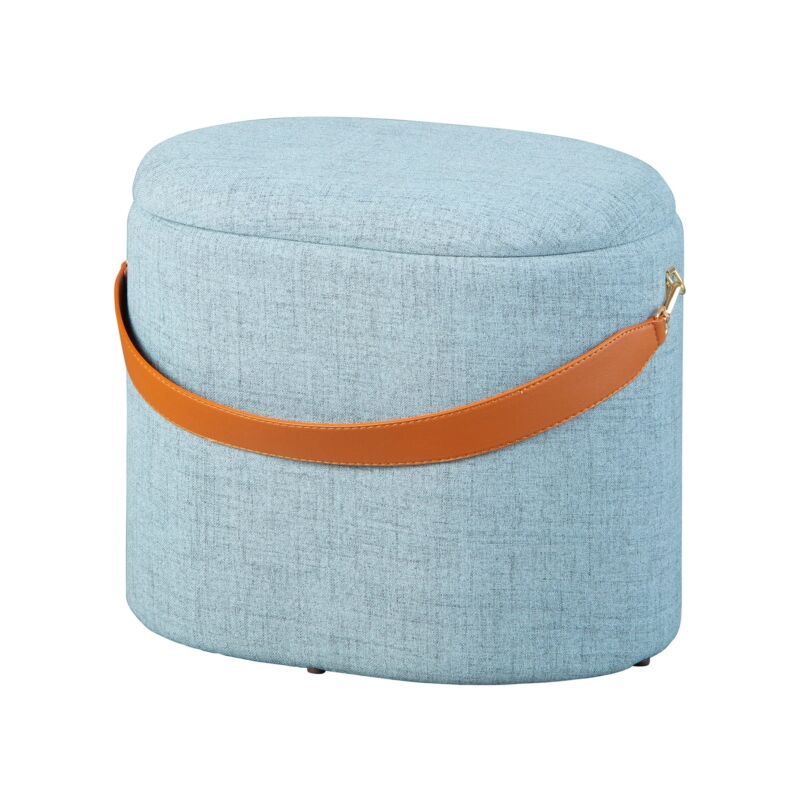 foto del prodotto pouf grigio con contenitore e maniglia in ecopelle, 42x30x36cm