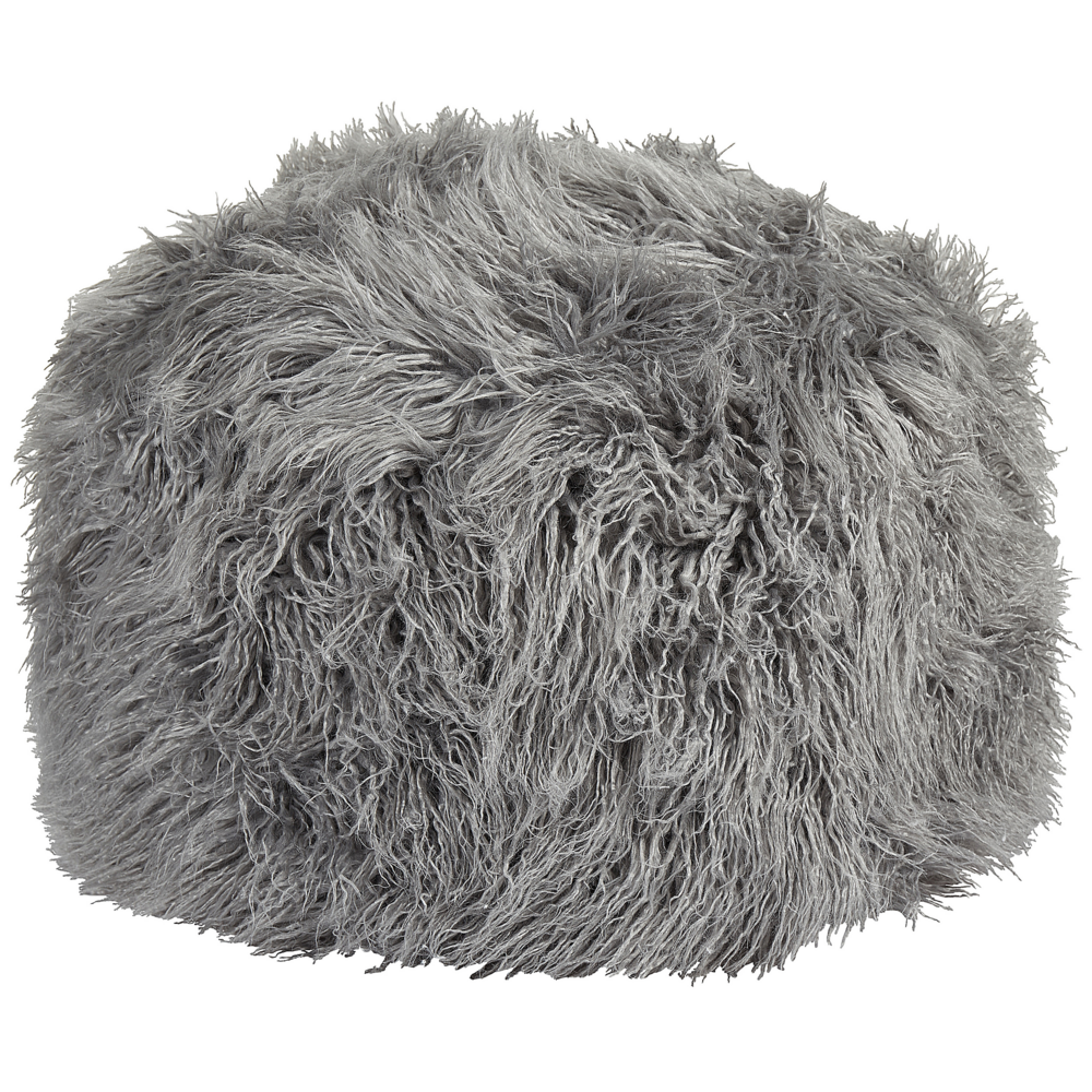 foto del prodotto pouf grigio eps perline riempimento pelliccia sintetica modello solido quadrato boho moderno tessuto poggiapiedi