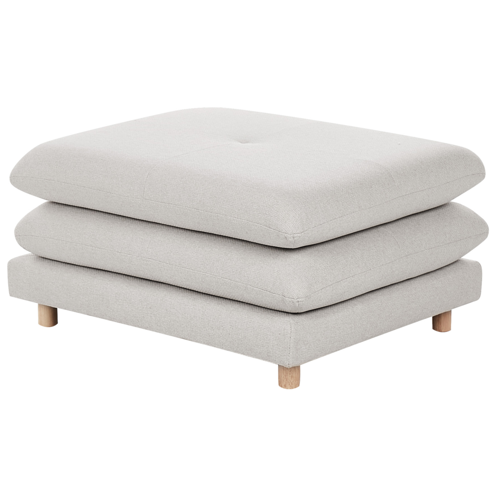 foto del prodotto pouf imbottito in tessuto di poliestere con cuscino beige stile moderno