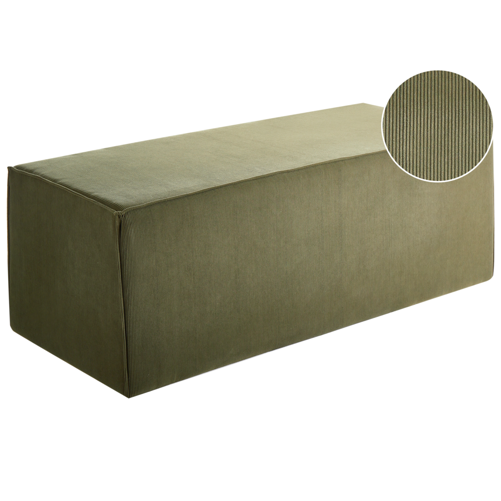 foto del prodotto pouf imbottito in tessuto di velluto a coste jumbo verde scuro panca per letto sgabello