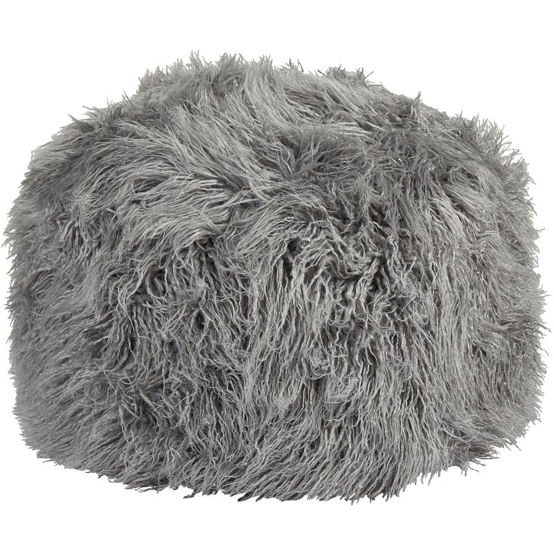 foto del prodotto pouf in pelliccia sintetica eps riempimento quadrato modello solido grigio tukki