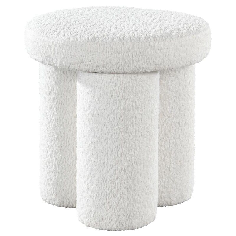 foto del prodotto pouf in tessuto bouclette bianco conomo