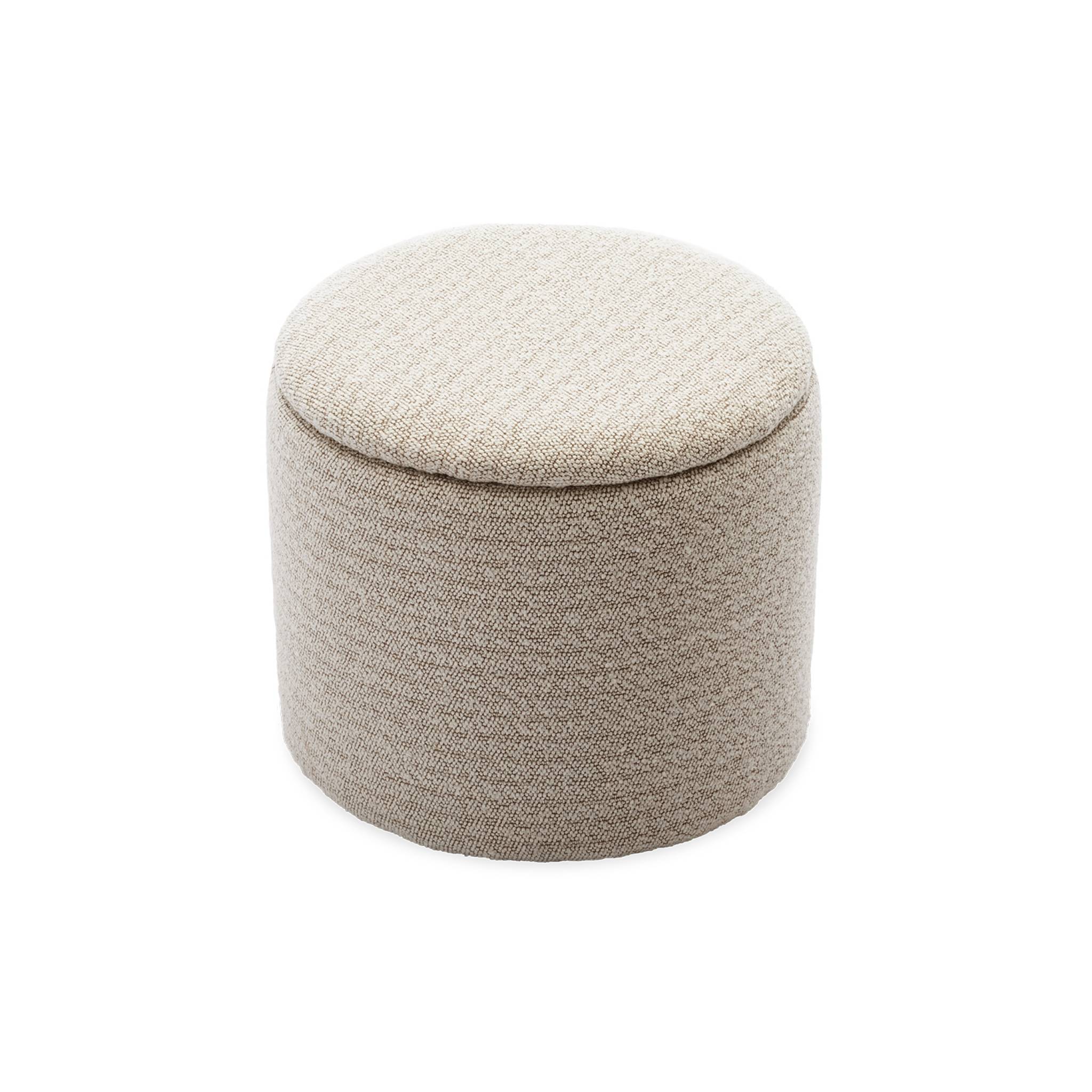 foto del prodotto pouf in tessuto con contenitore, bianco