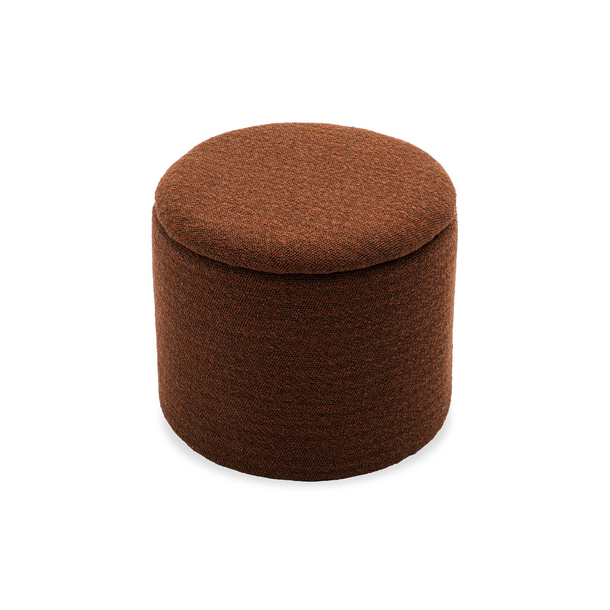 foto del prodotto pouf in tessuto con contenitore, terracotta