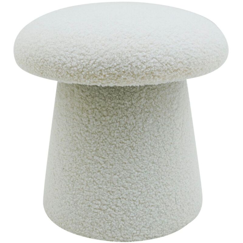 foto del prodotto pouf in tessuto teddy morbido mushy poggiapiedi sgabello imbottito di design moderno a fungo per camera da letto, soggiorno bianco marvin