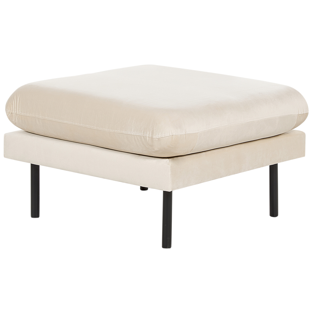 foto del prodotto pouf in velluto beige chiaro con gambe nere 70 x 70 cm stile moderno retr 