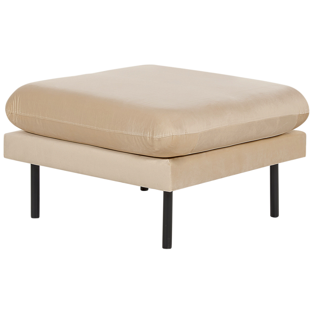 foto del prodotto pouf in velluto beige con gambe nere 70 x 70 cm stile moderno retrò