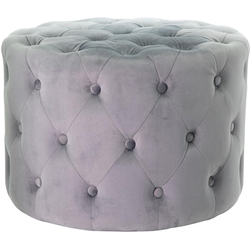 foto del prodotto pouf in velluto camilla di colore grigio scuro 60 x h 42 cm effetto trapuntato
