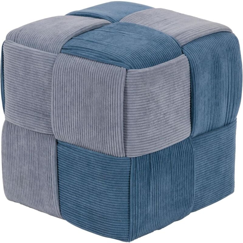 foto del prodotto pouf in velluto intrecciato a coste poggiapiedi cube sgabello per casa soggiorno camera da letto salotto divano tavolino quadrato cubo poltrona