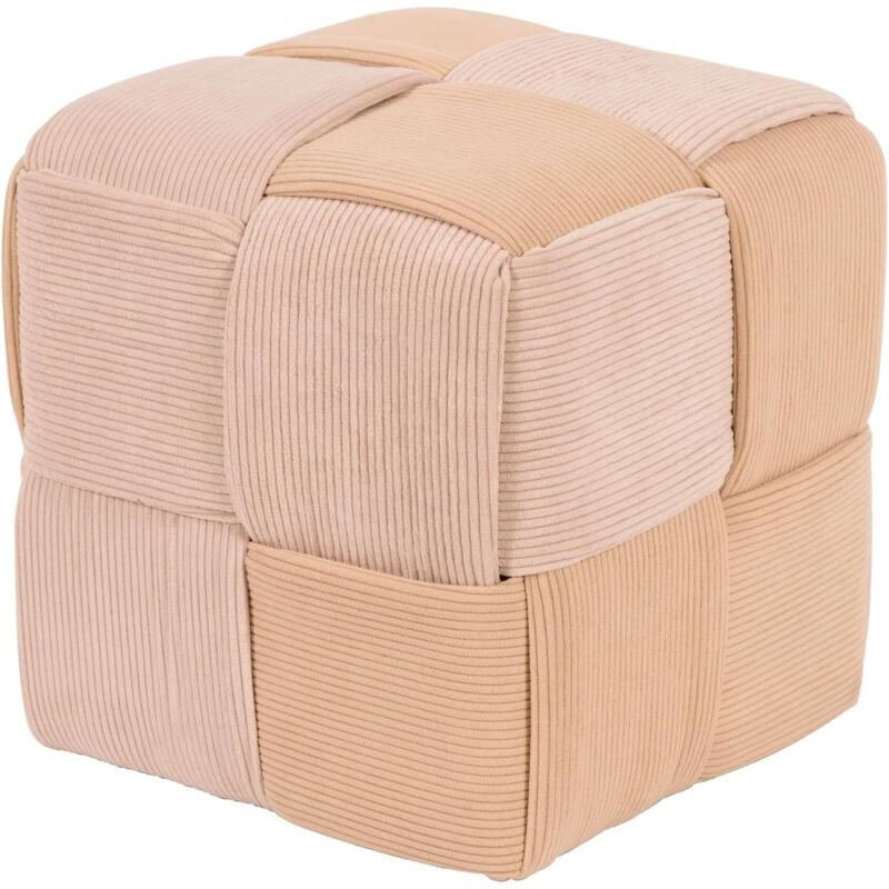 foto del prodotto pouf in velluto intrecciato a coste poggiapiedi cube sgabello per casa soggiorno camera da letto salotto divano tavolino quadrato cubo poltrona