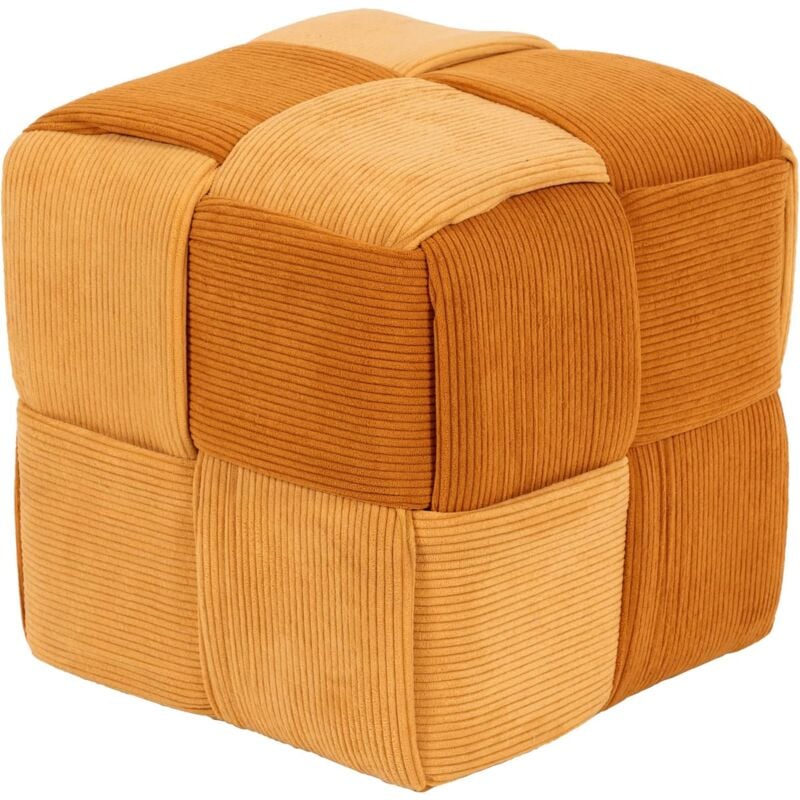 foto del prodotto pouf in velluto intrecciato a coste poggiapiedi cube sgabello per casa soggiorno camera da letto salotto divano tavolino quadrato cubo poltrona
