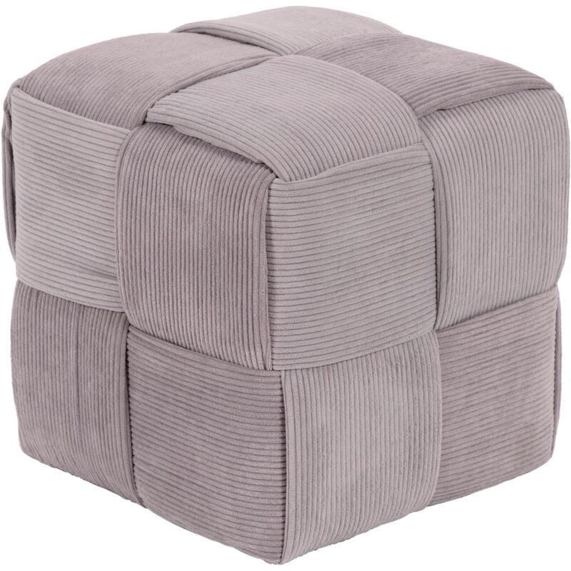 foto del prodotto pouf in velluto intrecciato a coste poggiapiedi cube sgabello per casa soggiorno camera da letto salotto divano tavolino quadrato cubo poltrona